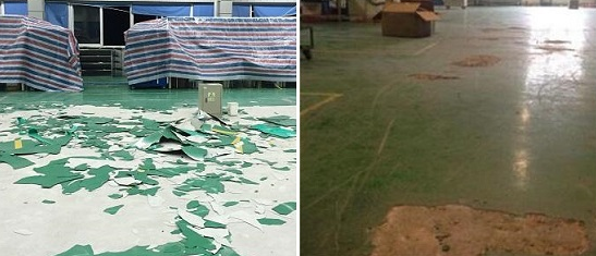 地坪脫落，劃痕、起殼